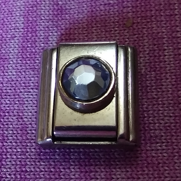 Aquamarine Gem Italian Stainless Steel Charm Link - Picture 4 of 7